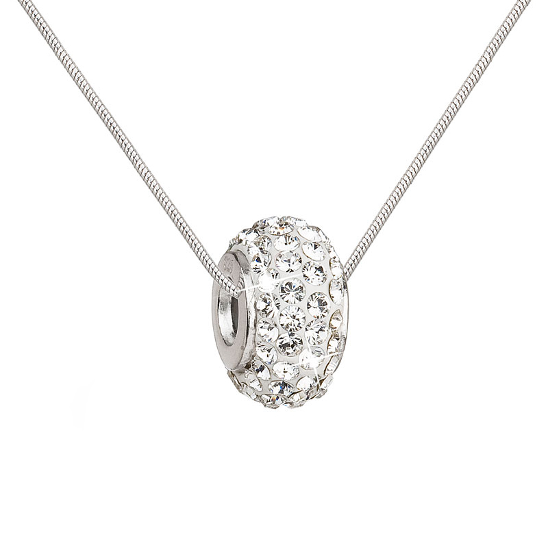 Evolution Group Stříbrný náhrdelník s Preciosa krystaly bílý 32081.1
