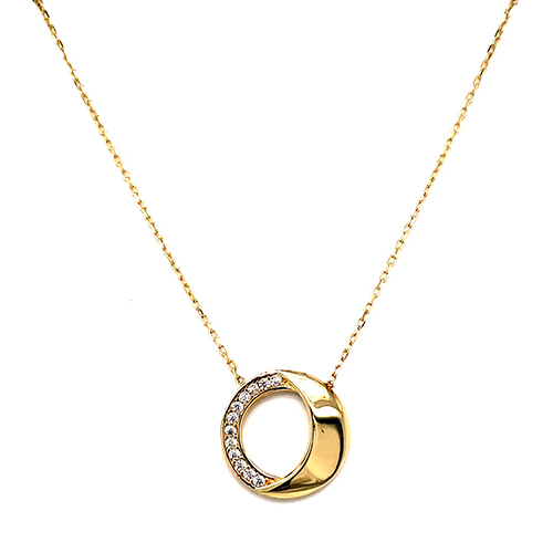 Evolution Group Zlatý 14 karátový náhrdelník měsíc se zirkony 92Z00018 crystal