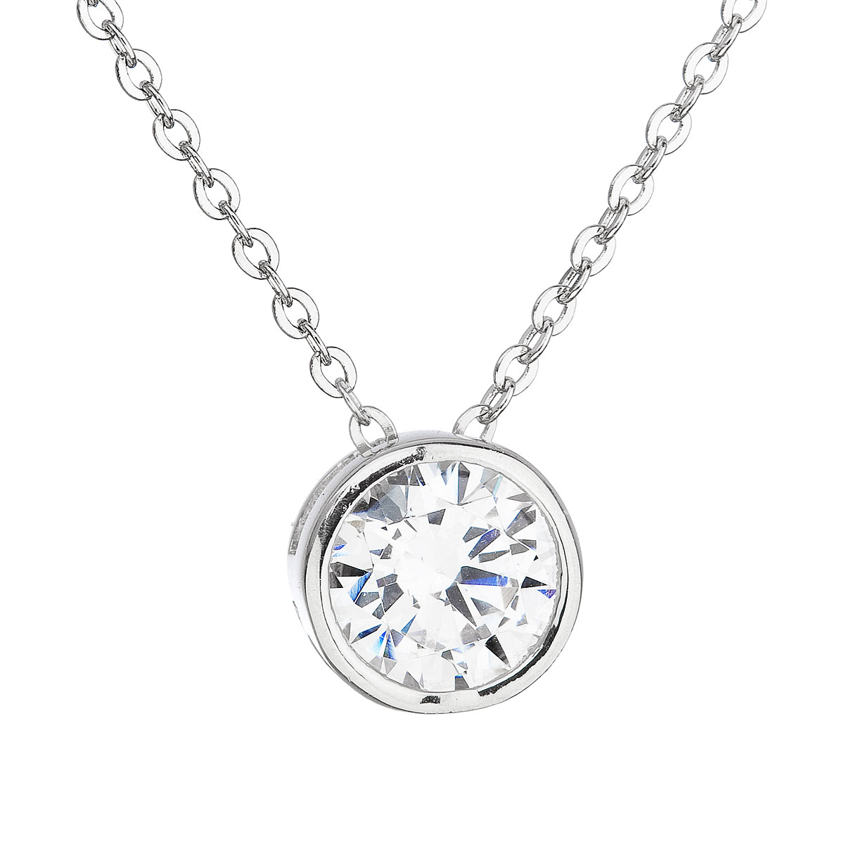 Evolution Group Stříbrný náhrdelník se zirkonem v bílé barvě 12017.1