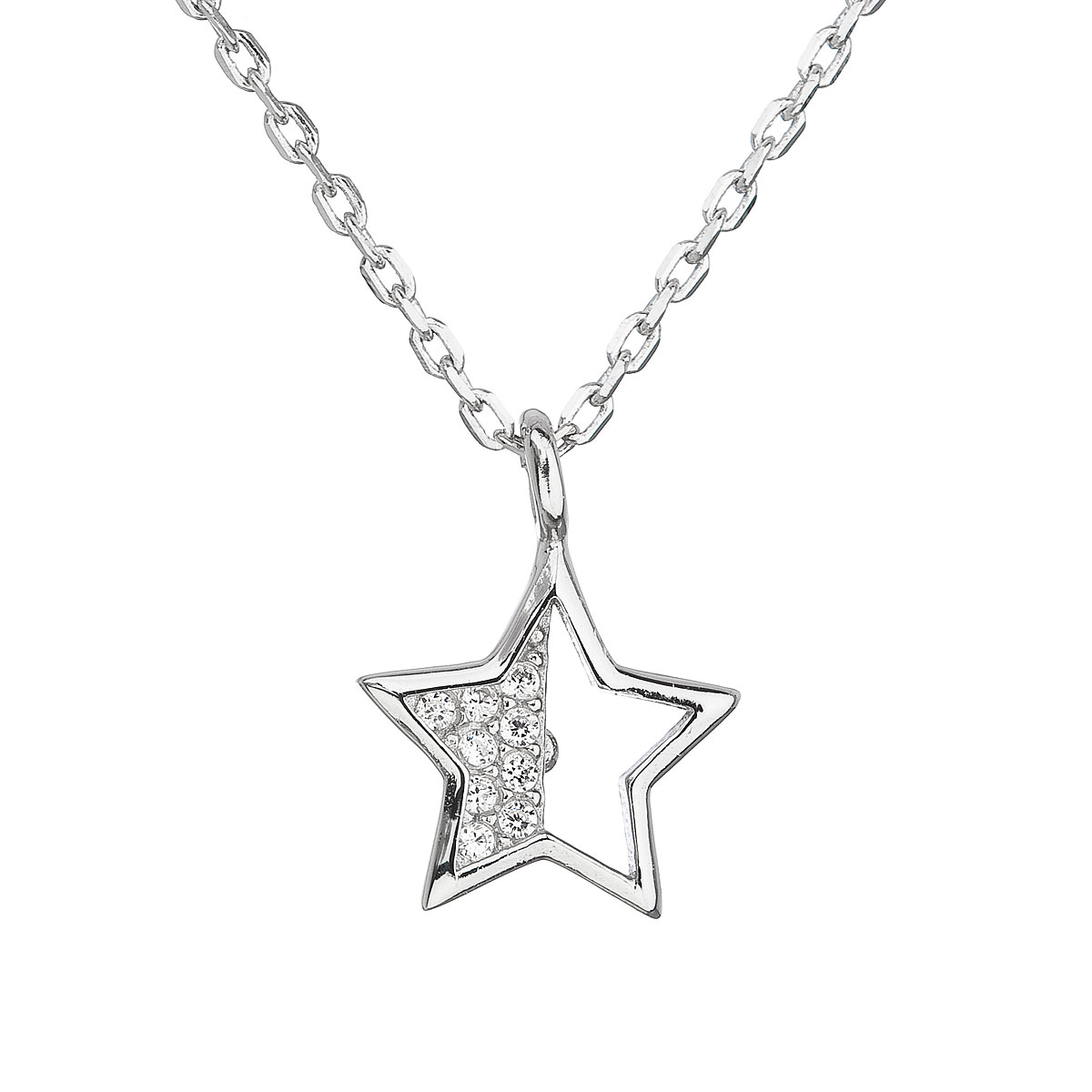 Evolution Group Stříbrný náhrdelník se zirkonem bílá hvězdička 12024.1