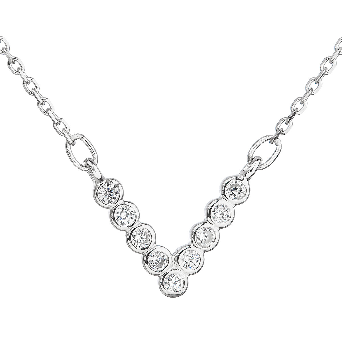 Evolution Group Stříbrný náhrdelník se zirkonem v bílé barvě 12025.1