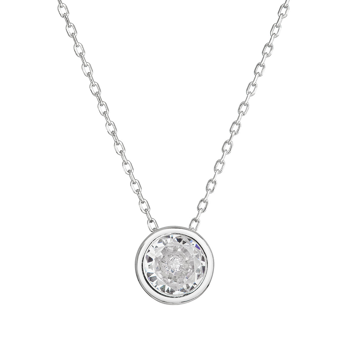 Evolution Group Stříbrný náhrdelník s čirým zirkonem 12051.1 crystal