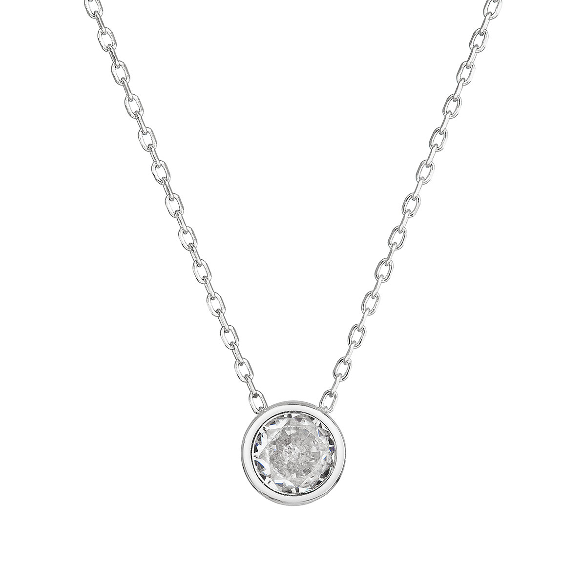 Evolution Group Stříbrný náhrdelník s čirým zirkonem 12052.1 crystal