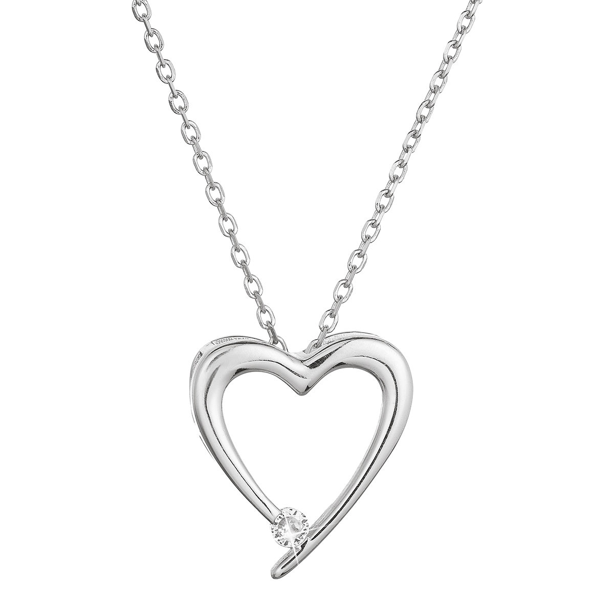 Evolution Group Stříbrný náhrdelník srdce s jedním zirkonkem 12053.1