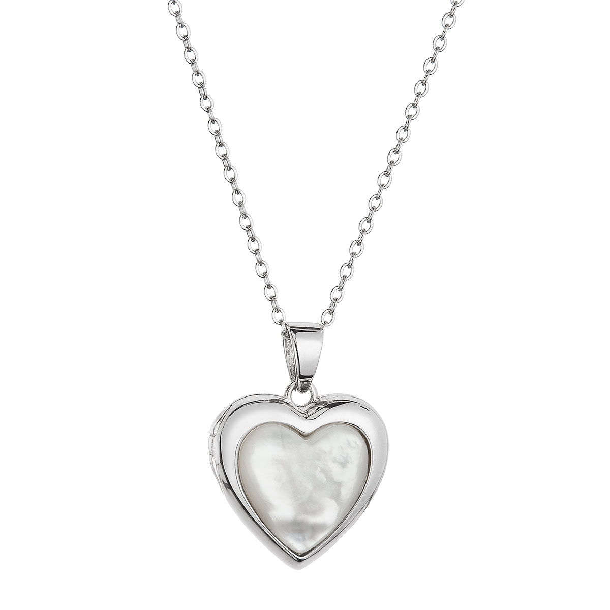 Evolution Group Stříbrný náhrdelník perleťové srdce 12075.1
