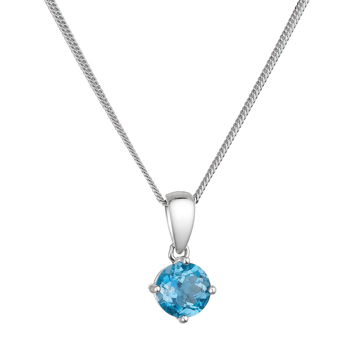 Evolution Group Stříbrný náhrdelník s pravým kamenem modrý 12079.3 london topaz
