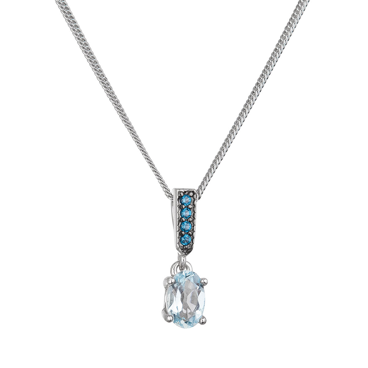 Evolution Group Stříbrný náhrdelník luxusní s pravými kameny modrý 12082.3 london nano, sky topaz