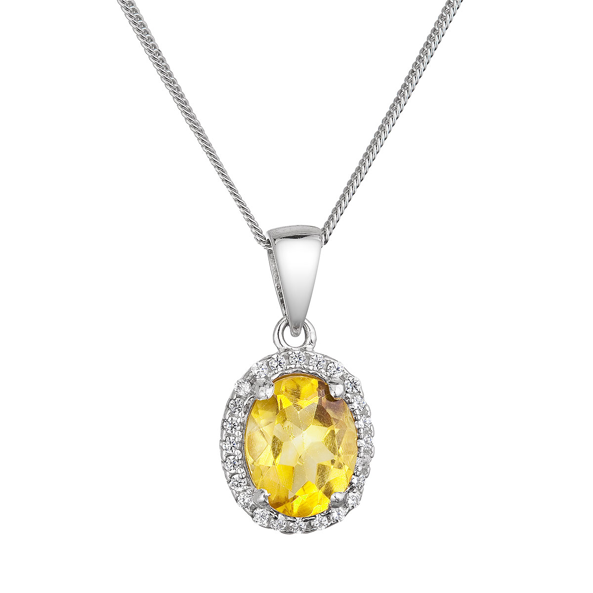 Evolution Group Stříbrný náhrdelník luxusní s pravým kamenem žlutý 12086.3 citrine