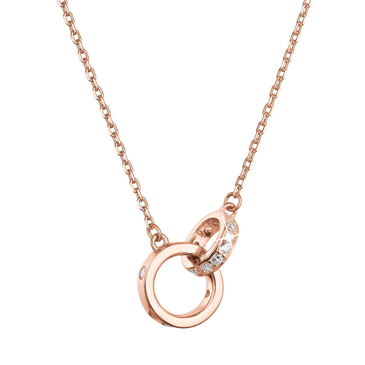 Evolution Group Pozlacený stříbrný ROSE náhrdelník kroužky se zirkony 12095.1 crystal