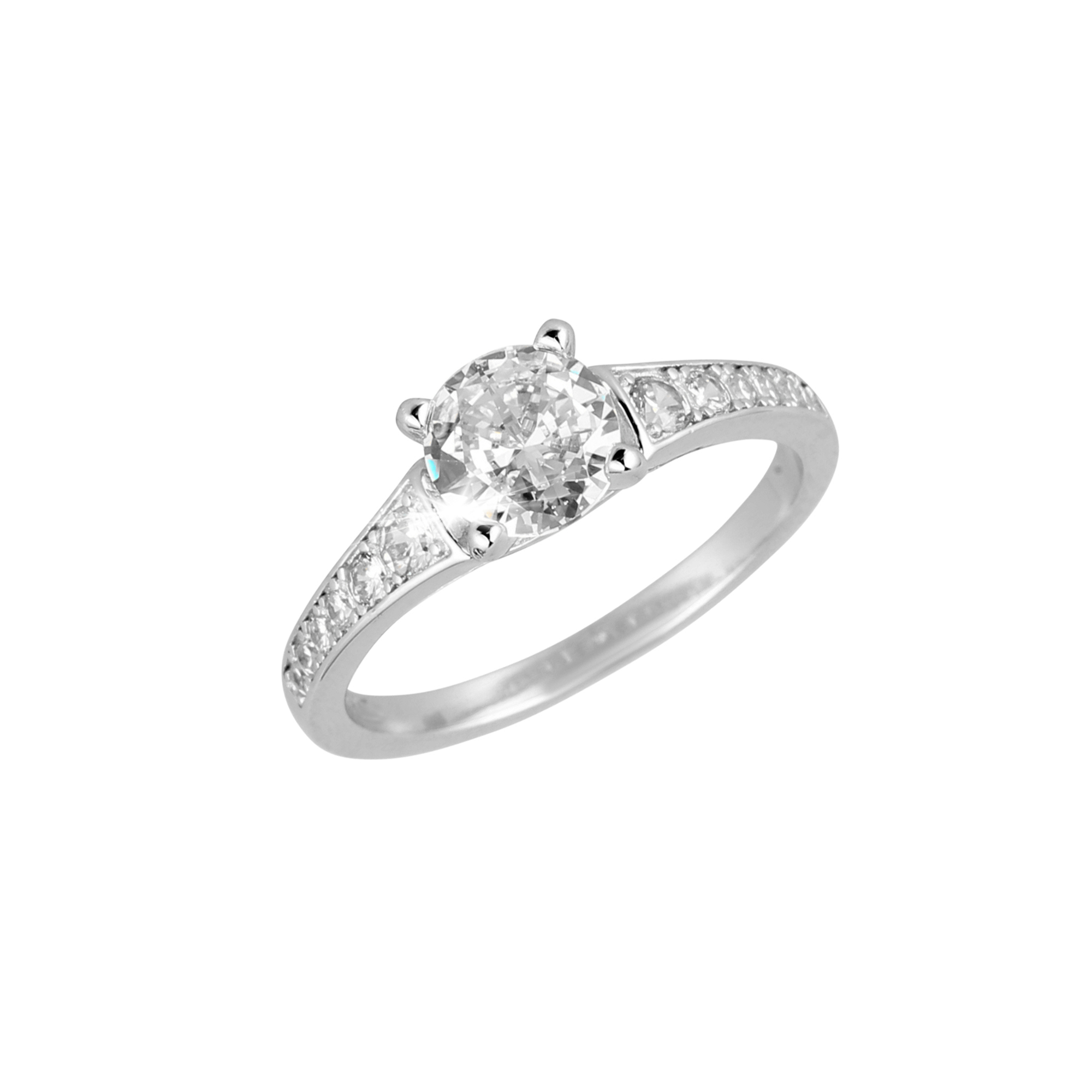 Evolution Group Stříbrný prsten luxusní se zirkony bílý čtverec 15009.1 crystal
