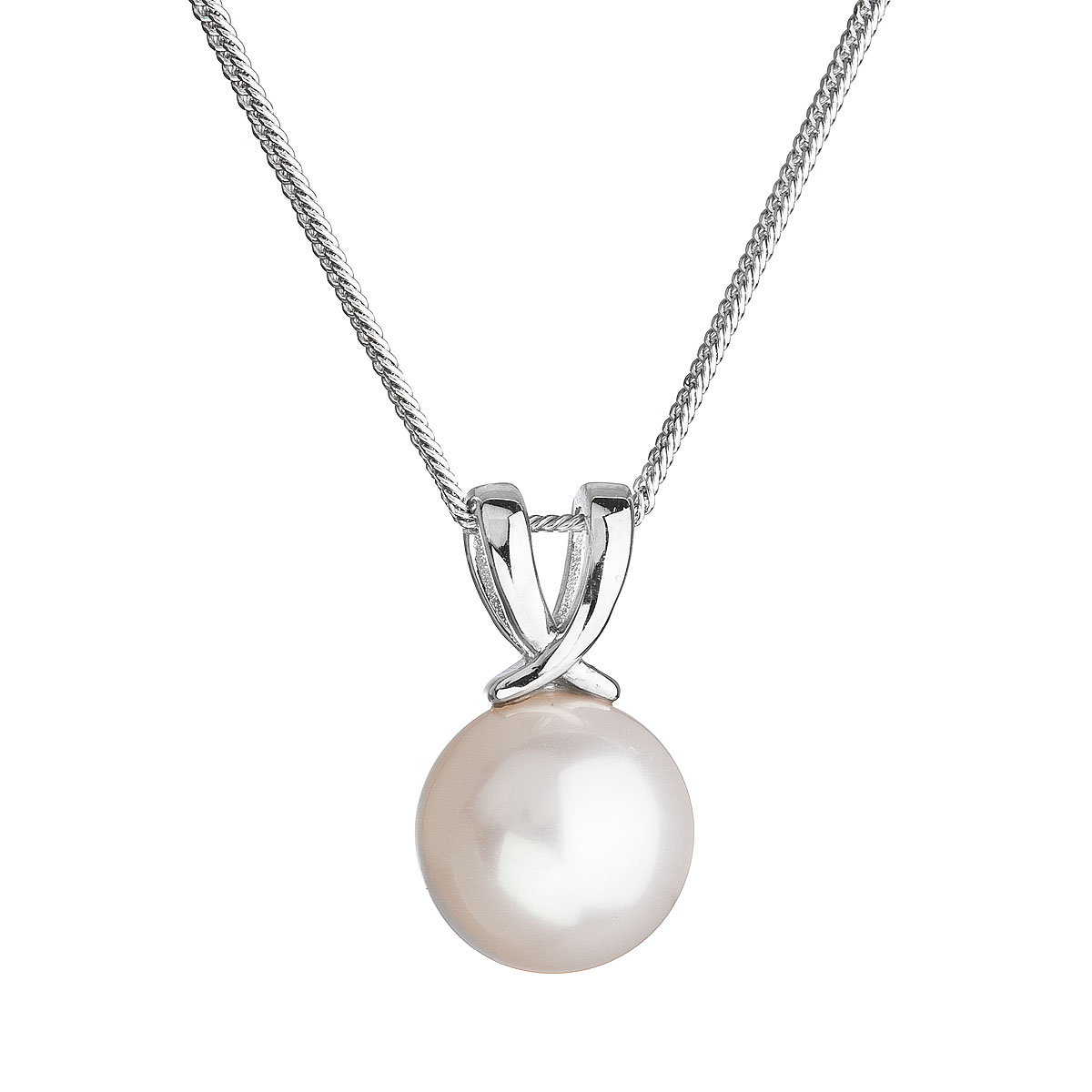 Evolution Group Stříbrný náhrdelník s kulatou říční perlou bílý 22032.1