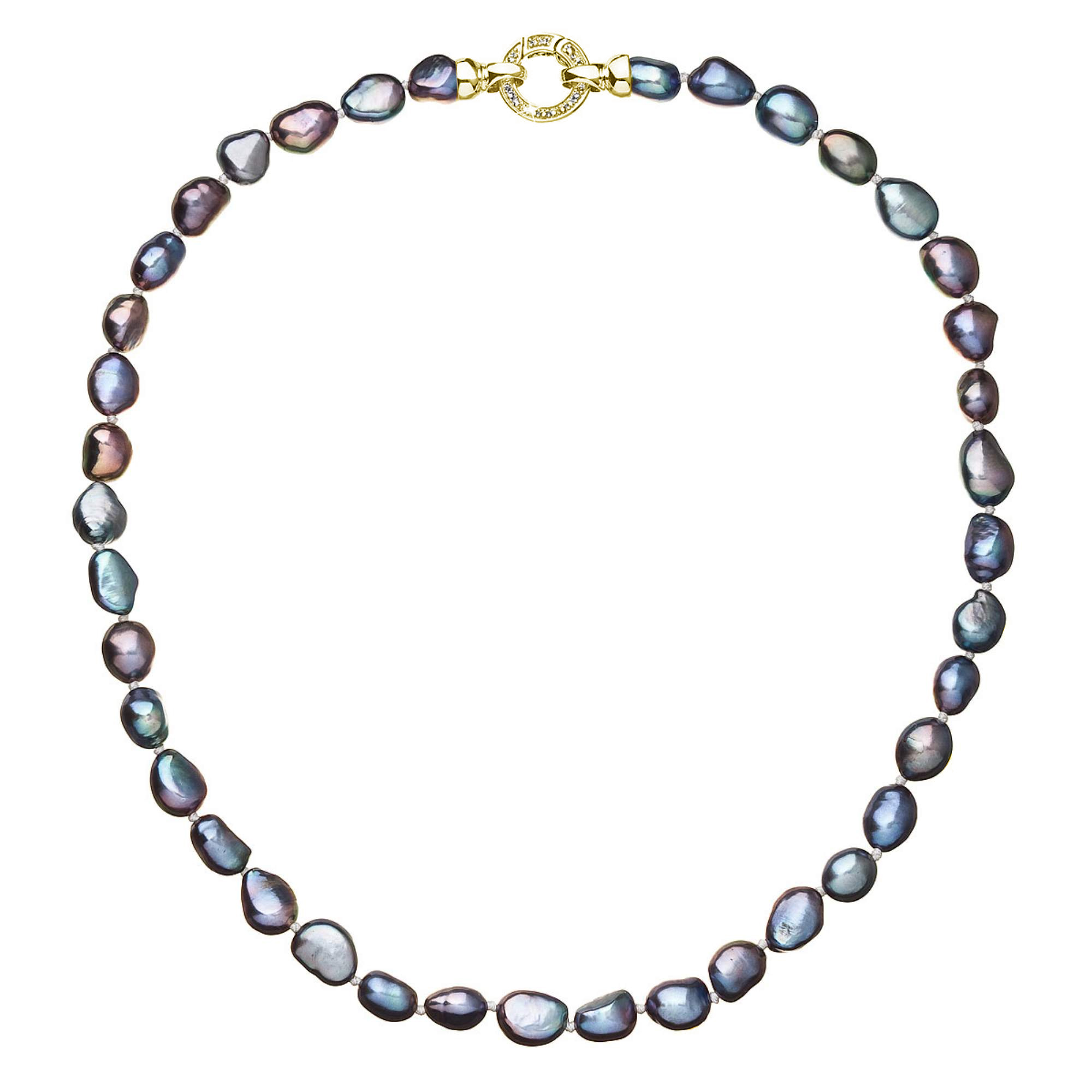 Evolution Group Perlový náhrdelník z pravých říčních perel modrý 22027.3 peacock