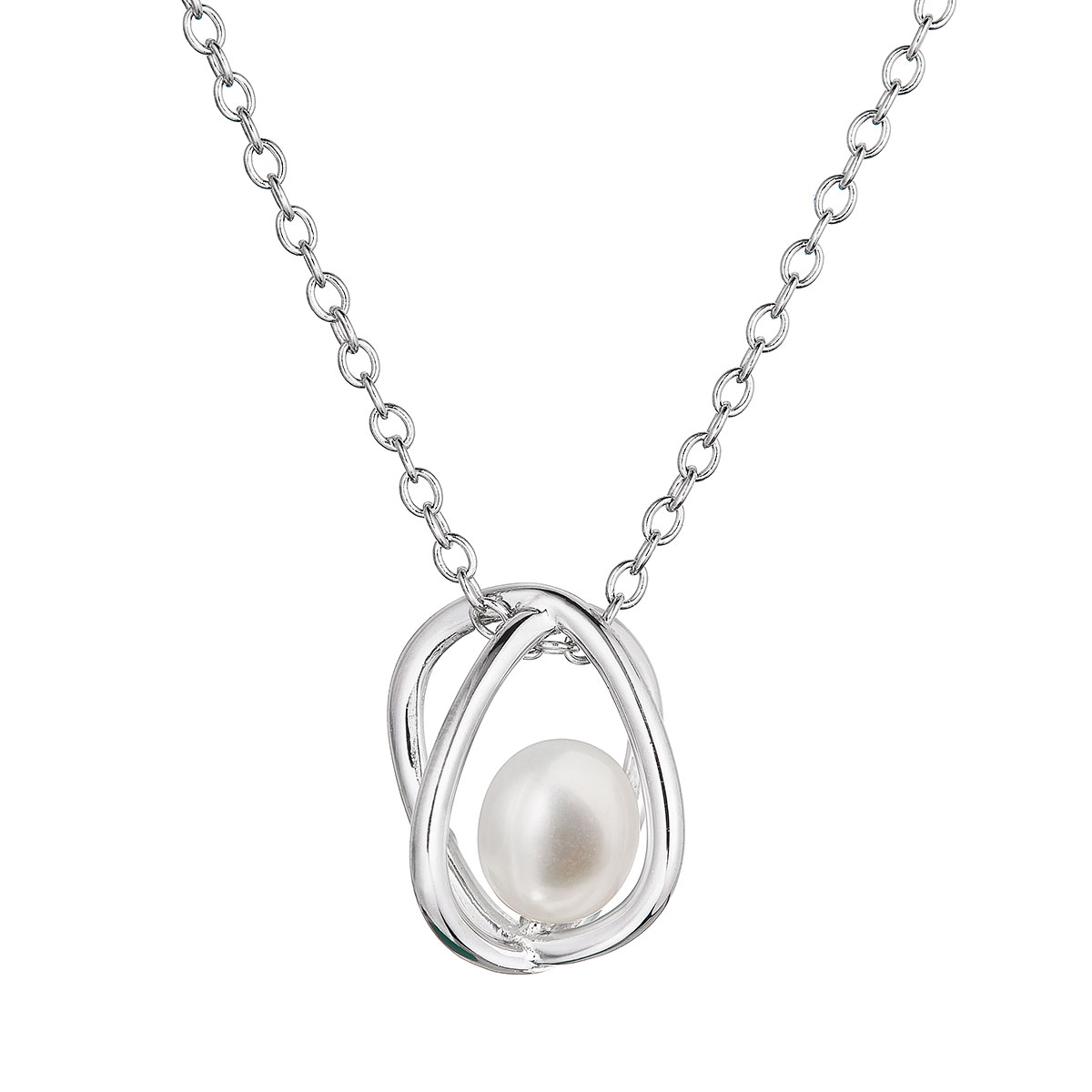 Evolution Group Stříbrný náhrdelník s říční perličkou v kleci 22044.1