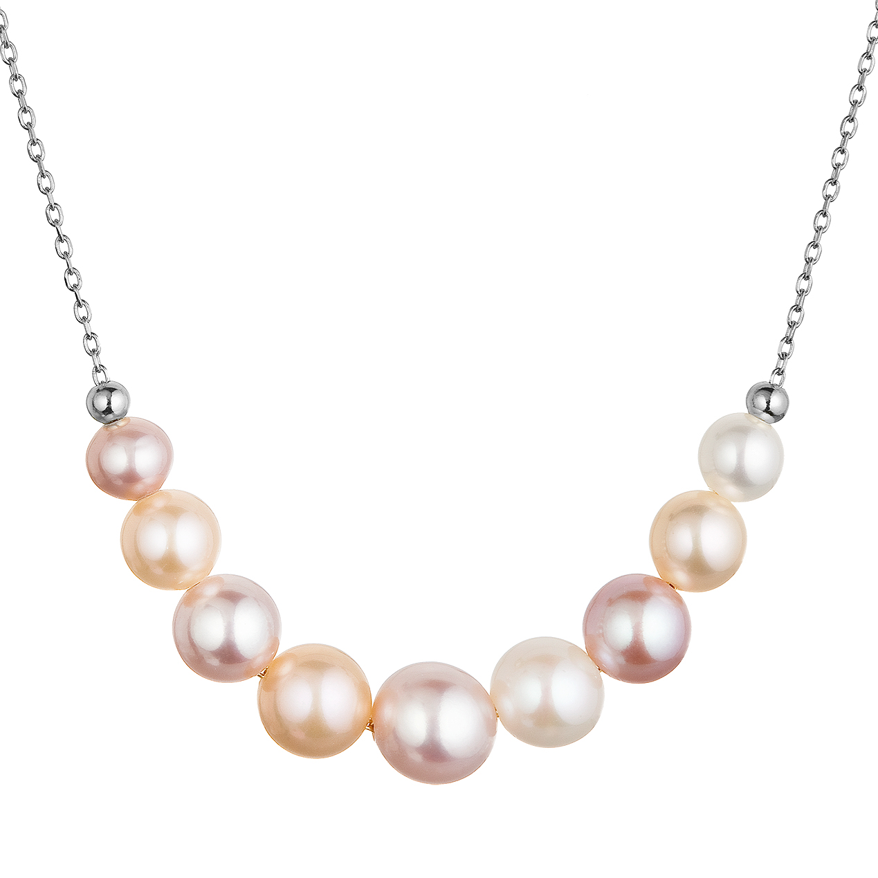 Evolution Group Stříbrný náhrdelník s barevnými říčními perlami 22046.3 multi