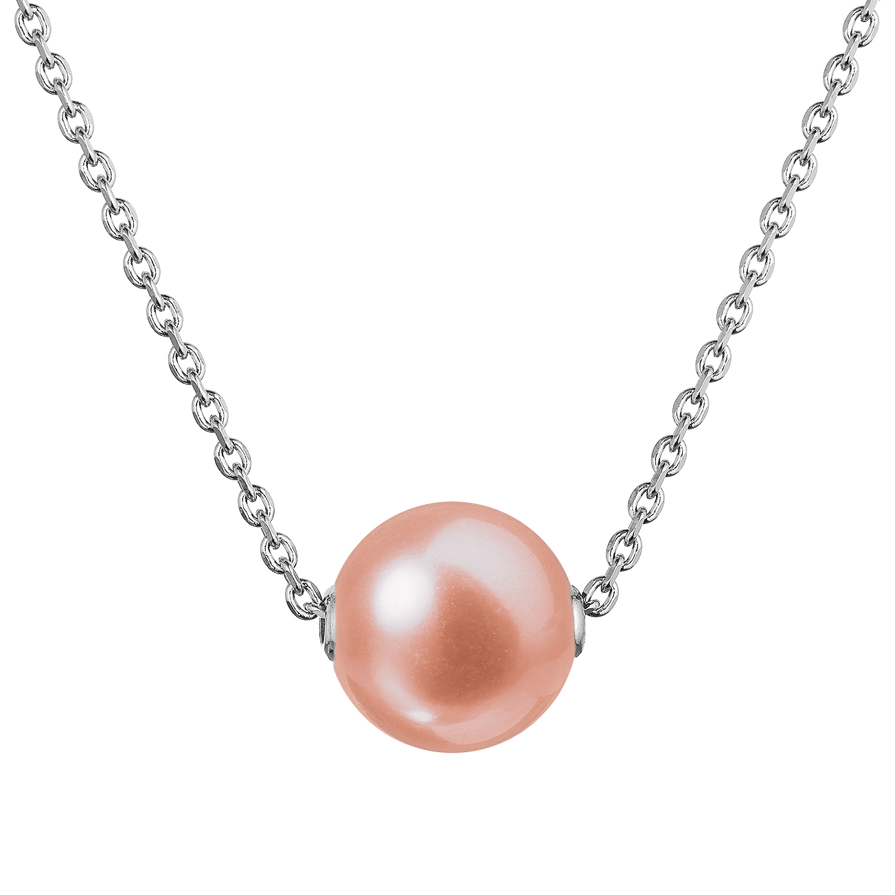 Evolution Group Stříbrný náhrdelník s růžovou říční perlou na řetízku 22047.3 pink