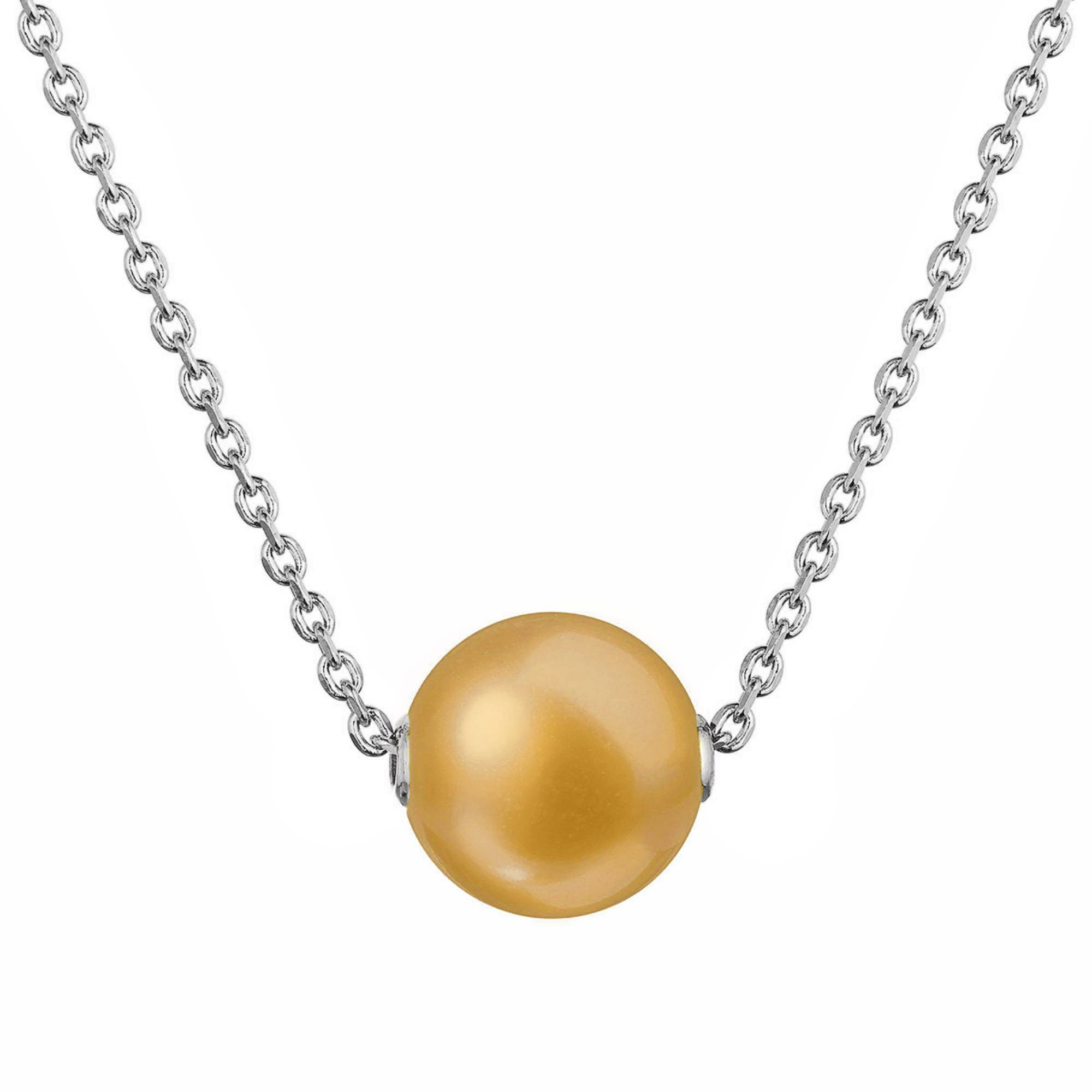 Evolution Group Stříbrný náhrdelník s pevnou zlatou říční perlou na řetízku 22047.3 gold