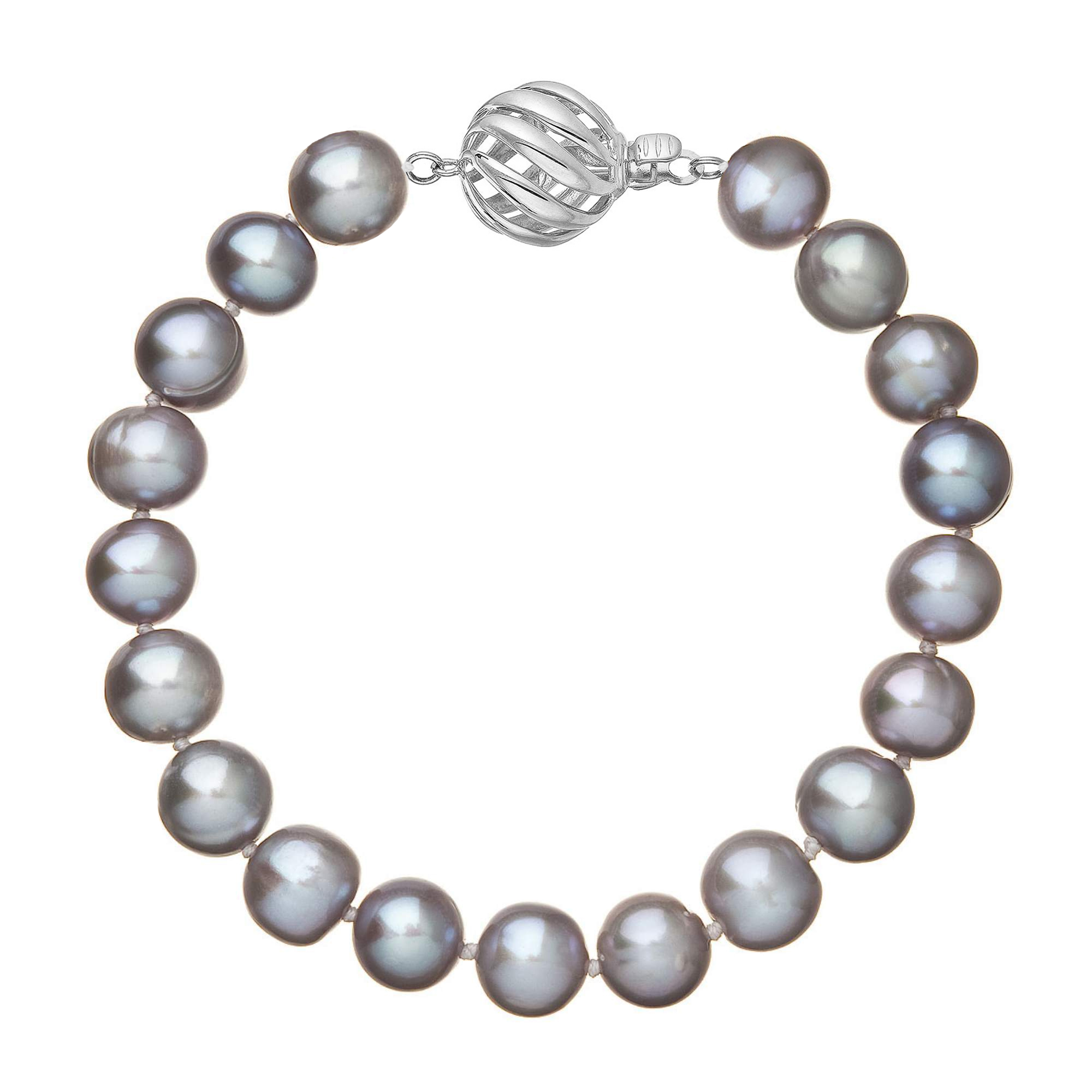 Evolution Group Perlový náramek z říčních perel se zapínáním z bílého 14 karátového zlata 823010.3/9264B grey