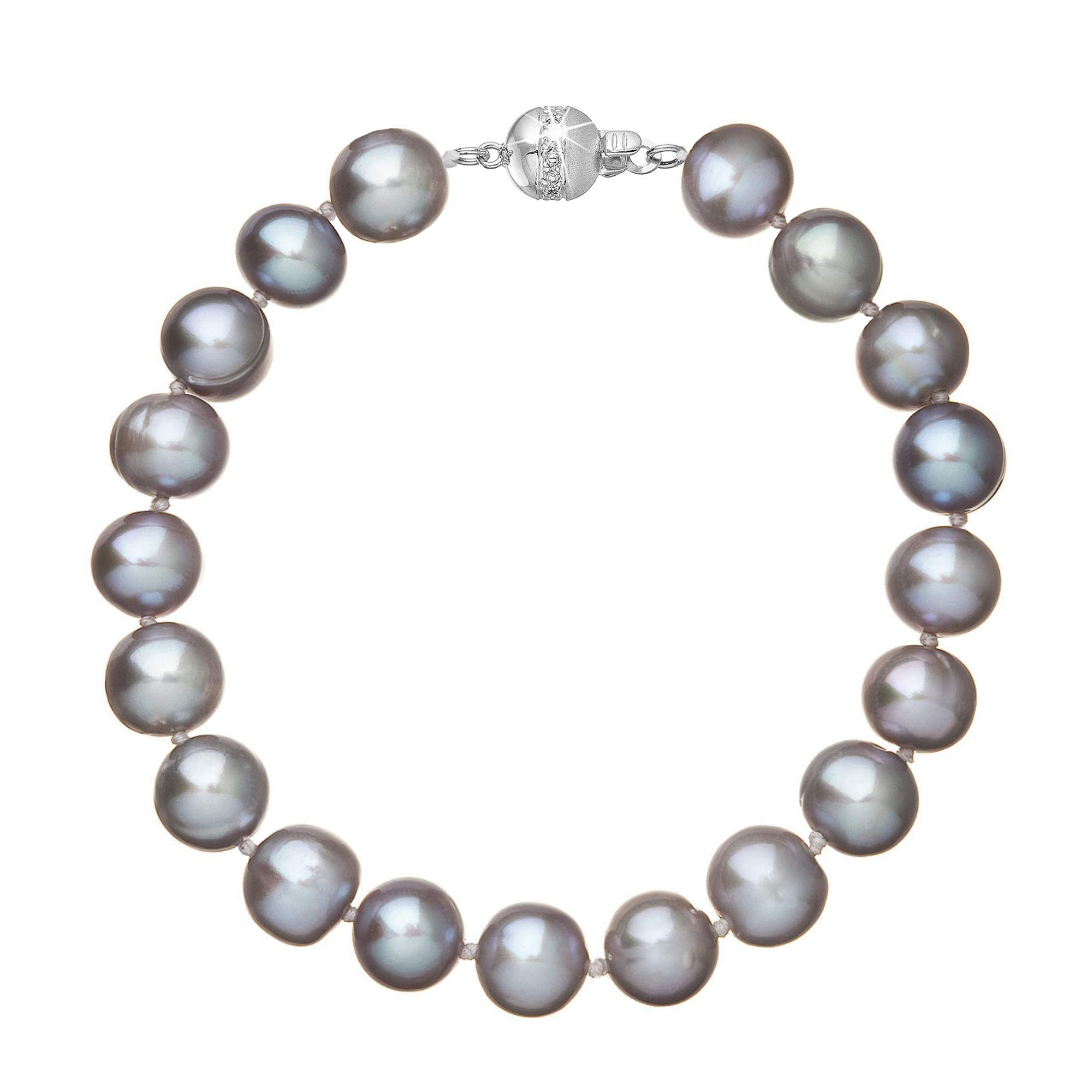 Evolution Group Perlový náramek z říčních perel se zapínáním z bílého 14 karátového zlata 823010.3/9266B grey