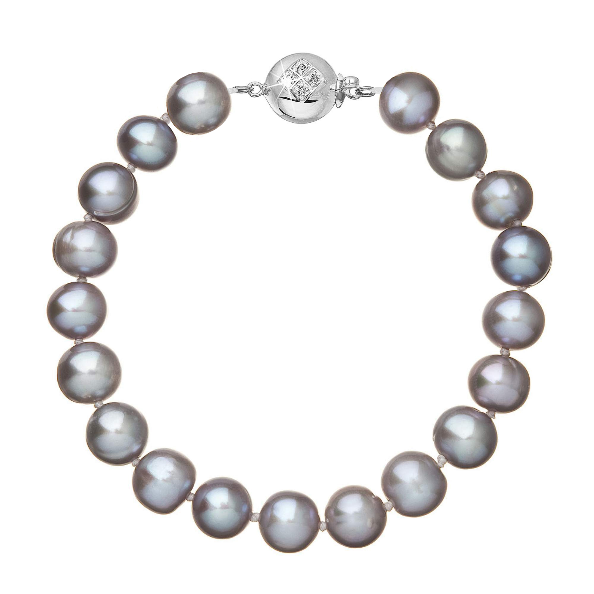 Evolution Group Perlový náramek z říčních perel se zapínáním z bílého 14 karátového zlata 823010.3/9270B grey