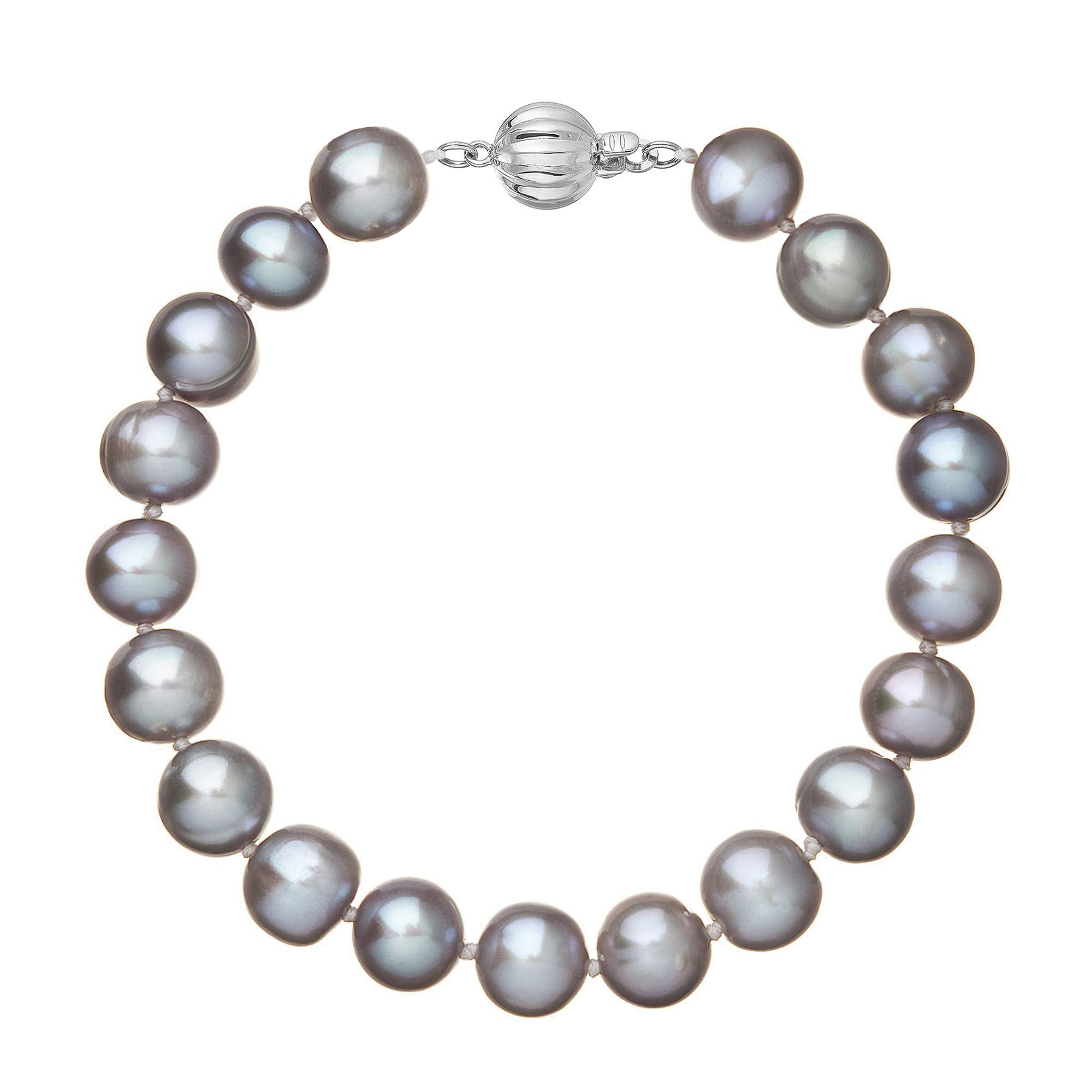 Evolution Group Perlový náramek z říčních perel se zapínáním z bílého 14 karátového zlata 823010.3/9272B grey