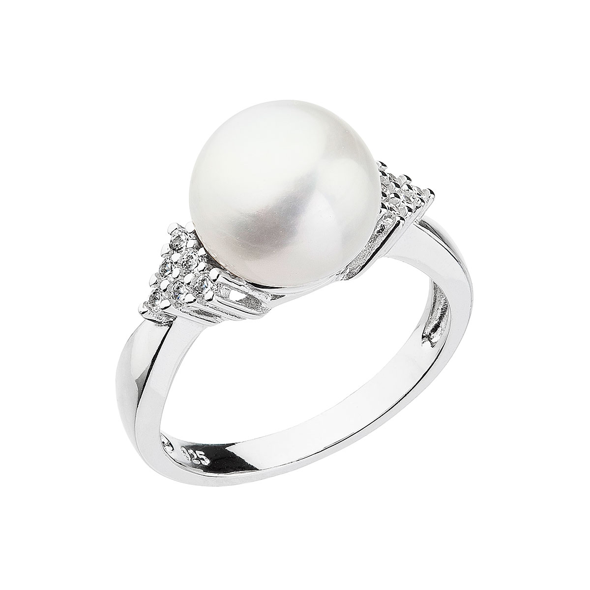 Evolution Group Stříbrný prsten s bílou říční perlou 25002.1