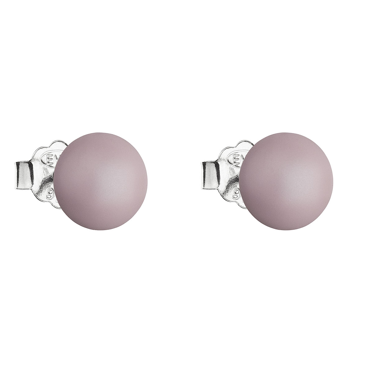 Evolution Group Stříbrné náušnice pecka s perlou Swarovski růžové kulaté 31142.3 pastel rose