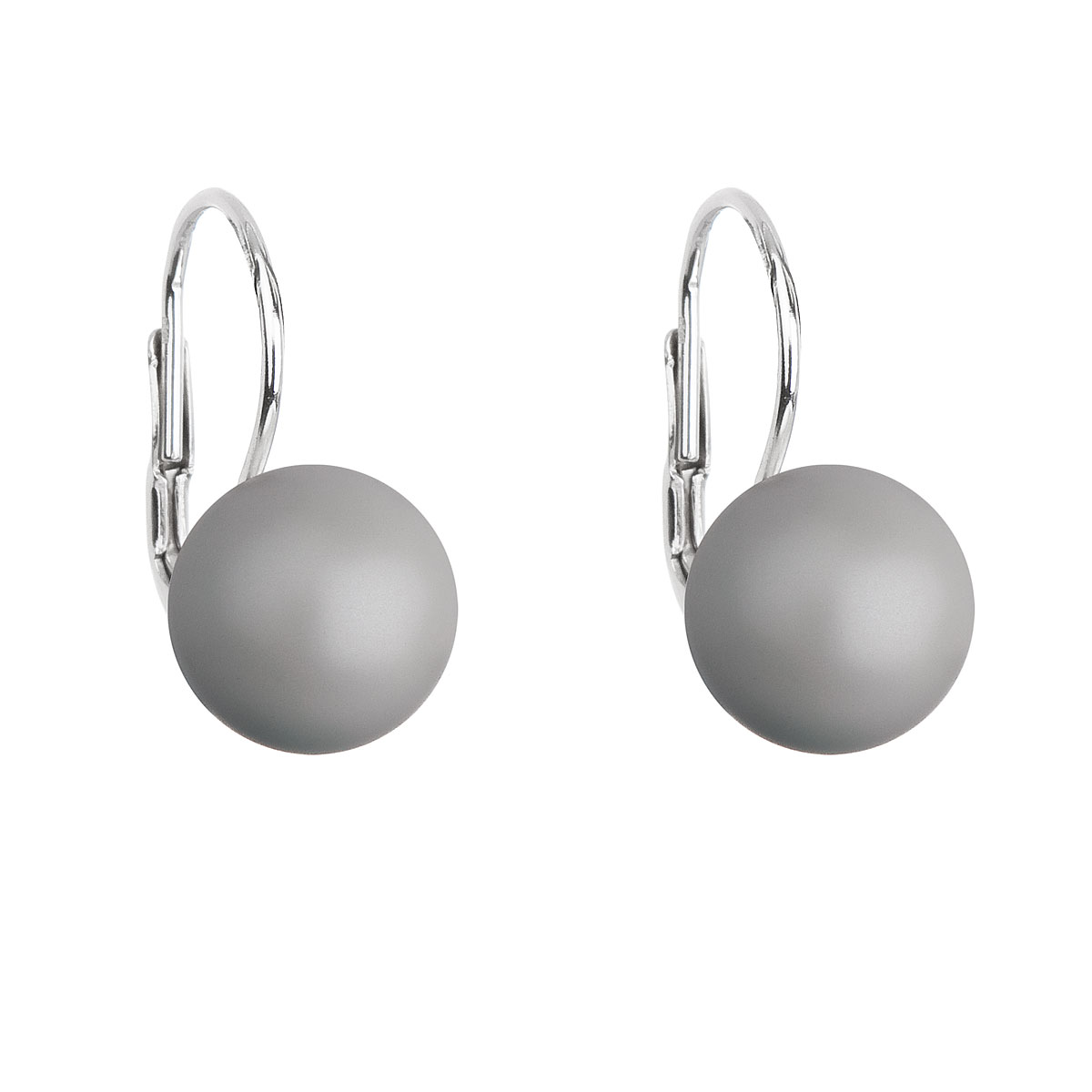 Evolution Group Stříbrné náušnice visací s perlou Swarovski šedé kulaté 31143.3 pastel grey