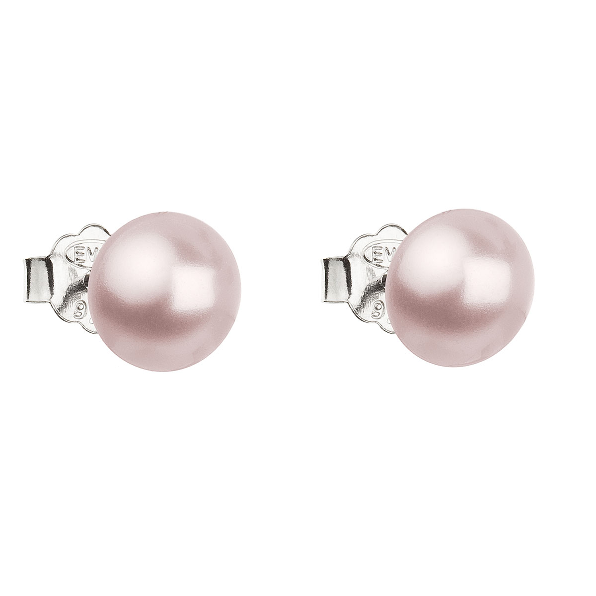 Evolution Group Stříbrné náušnice pecka s perlou Swarovski růžové kulaté 31142.3 rosaline