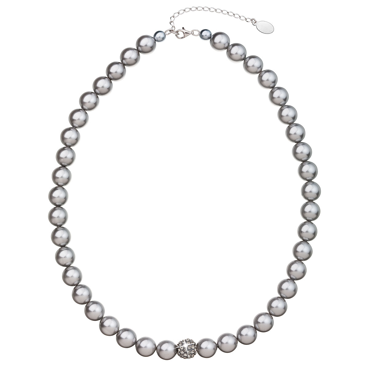Evolution Group Perlový náhrdelník šedý s krystaly Swarovski 32011.3