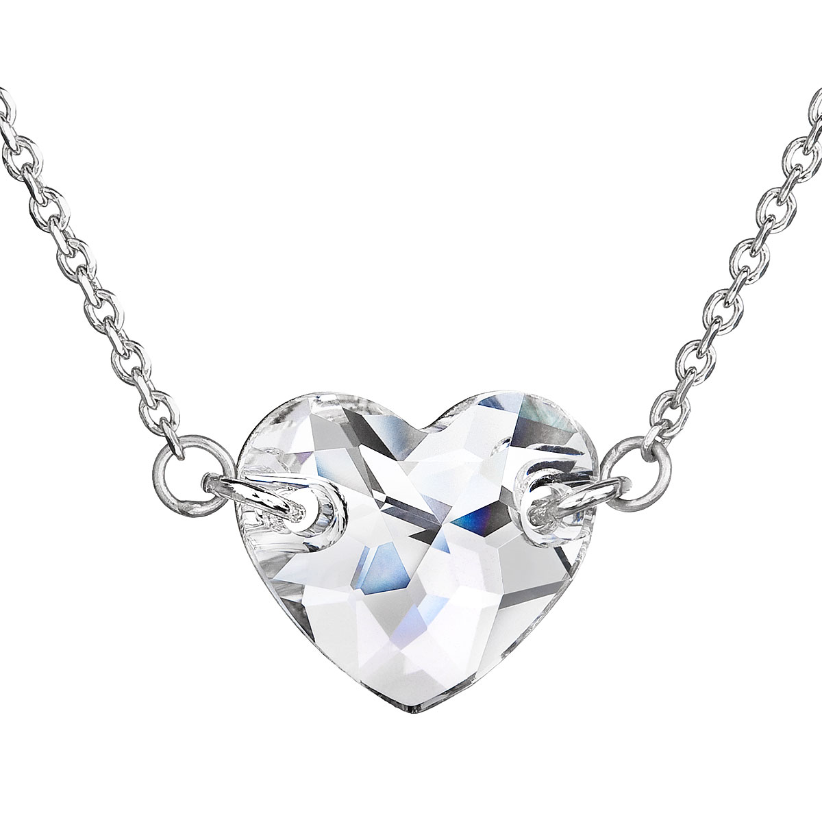 Evolution Group Stříbrný náhrdelník s krystaly Swarovski bílé srdce 32020.1