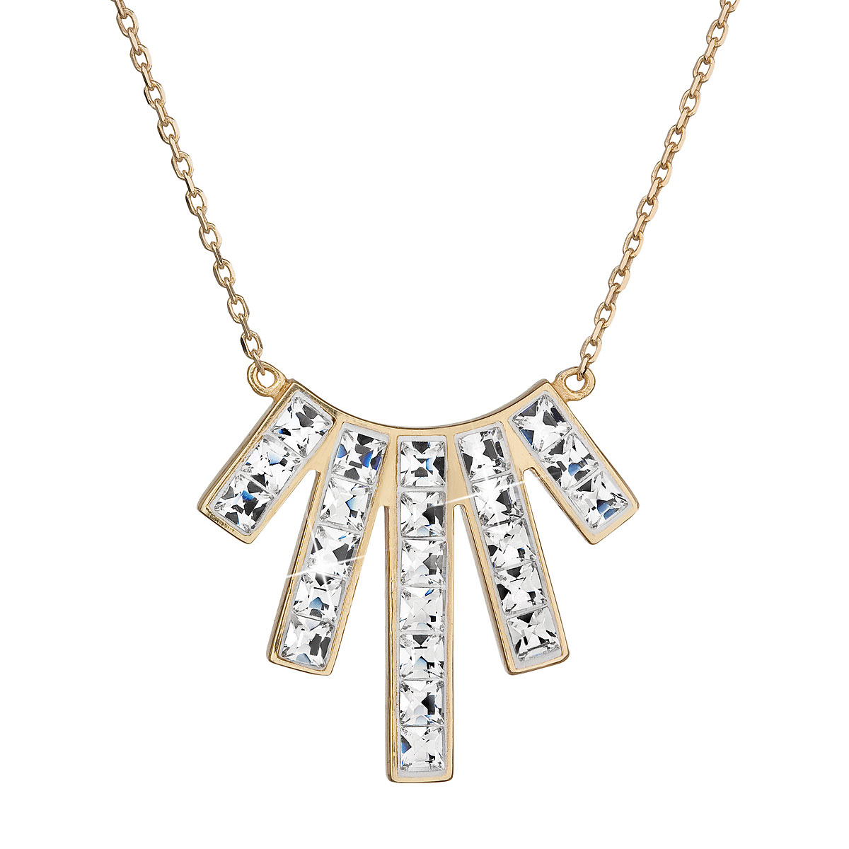 Evolution Group Stříbrný náhrdelník s krystaly Swarovski bílý obdélník 32024.1 krystal au