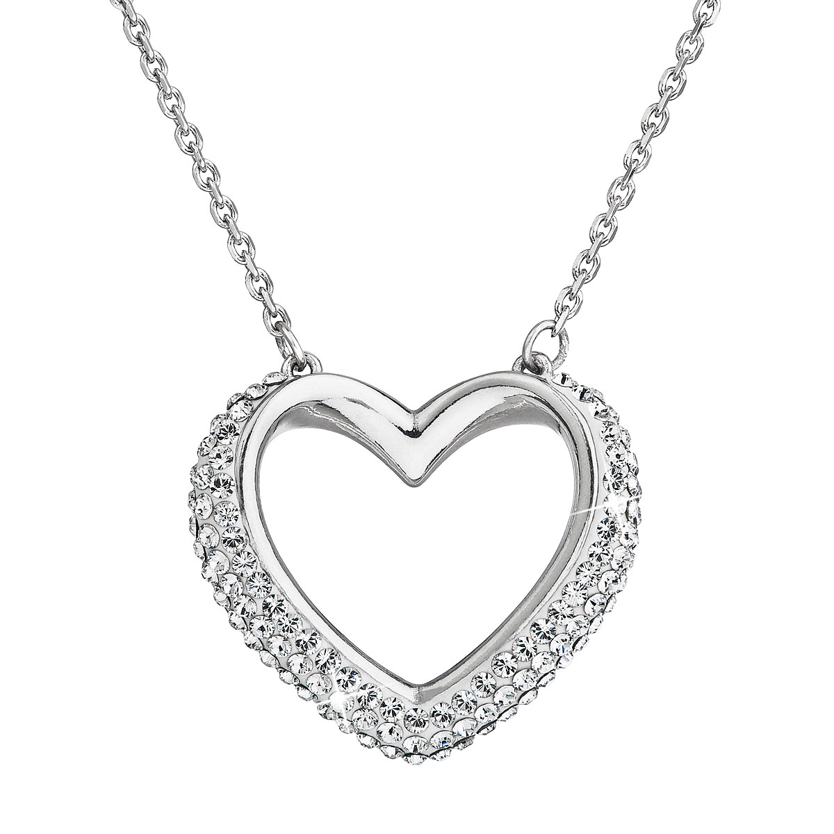 Evolution Group Stříbrný náhrdelník s krystaly Swarovski bílé srdce 32027.1