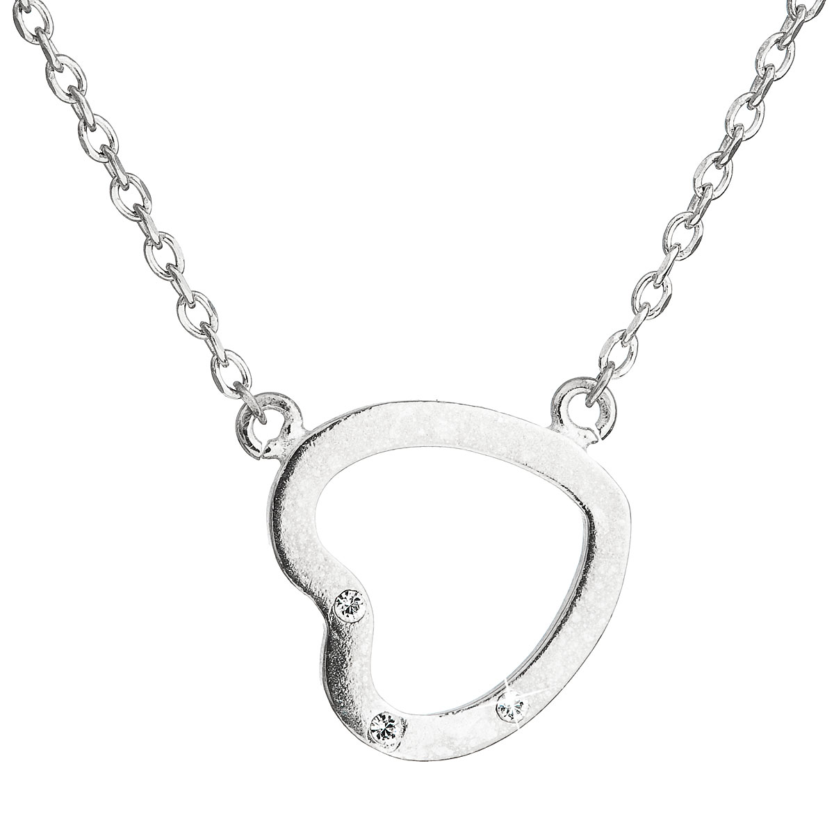 Evolution Group Stříbrný náhrdelník s krystaly Swarovski bílé srdce 32051.1