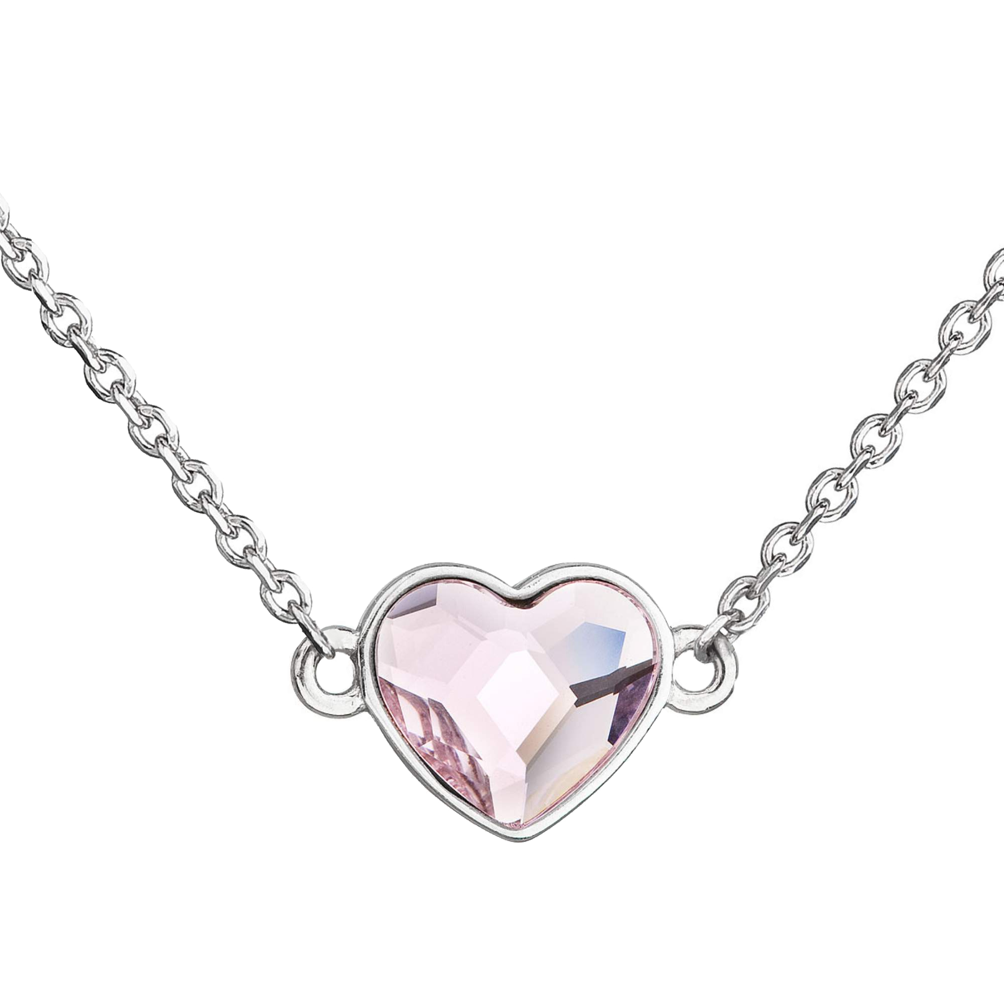 Evolution Group Stříbrný náhrdelník s krystalem Swarovski růžové srdce 32061.3 rosaline