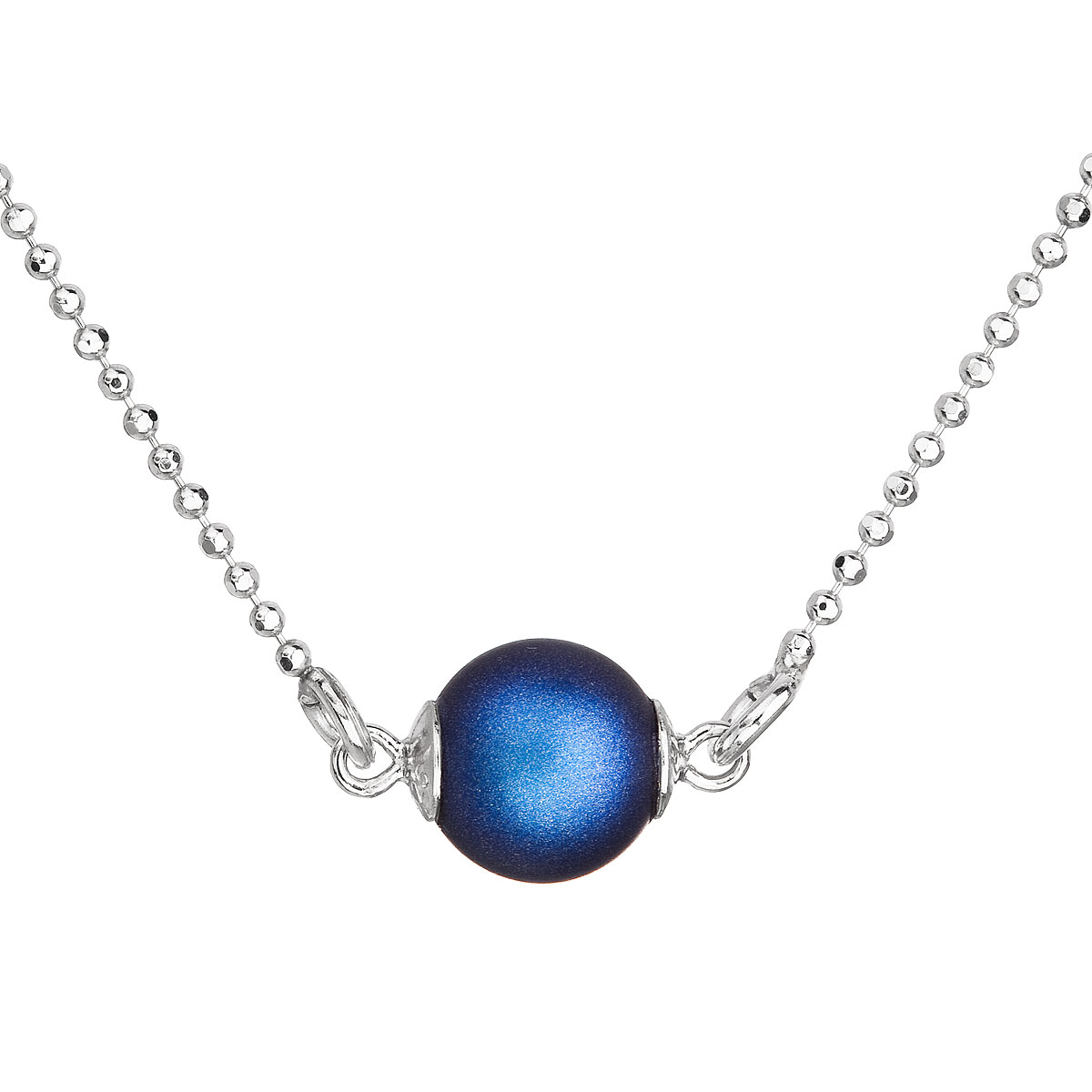 Evolution Group Stříbrný náhrdelník s tmavěmodrou matnou perlou 32068.3