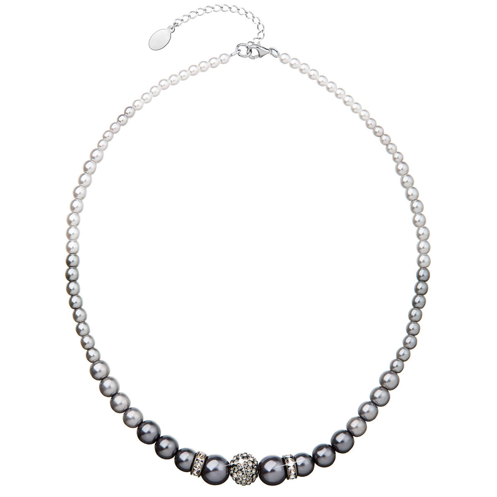 Evolution Group Perlový náhrdelník šedý s Preciosa krystaly 32008.3