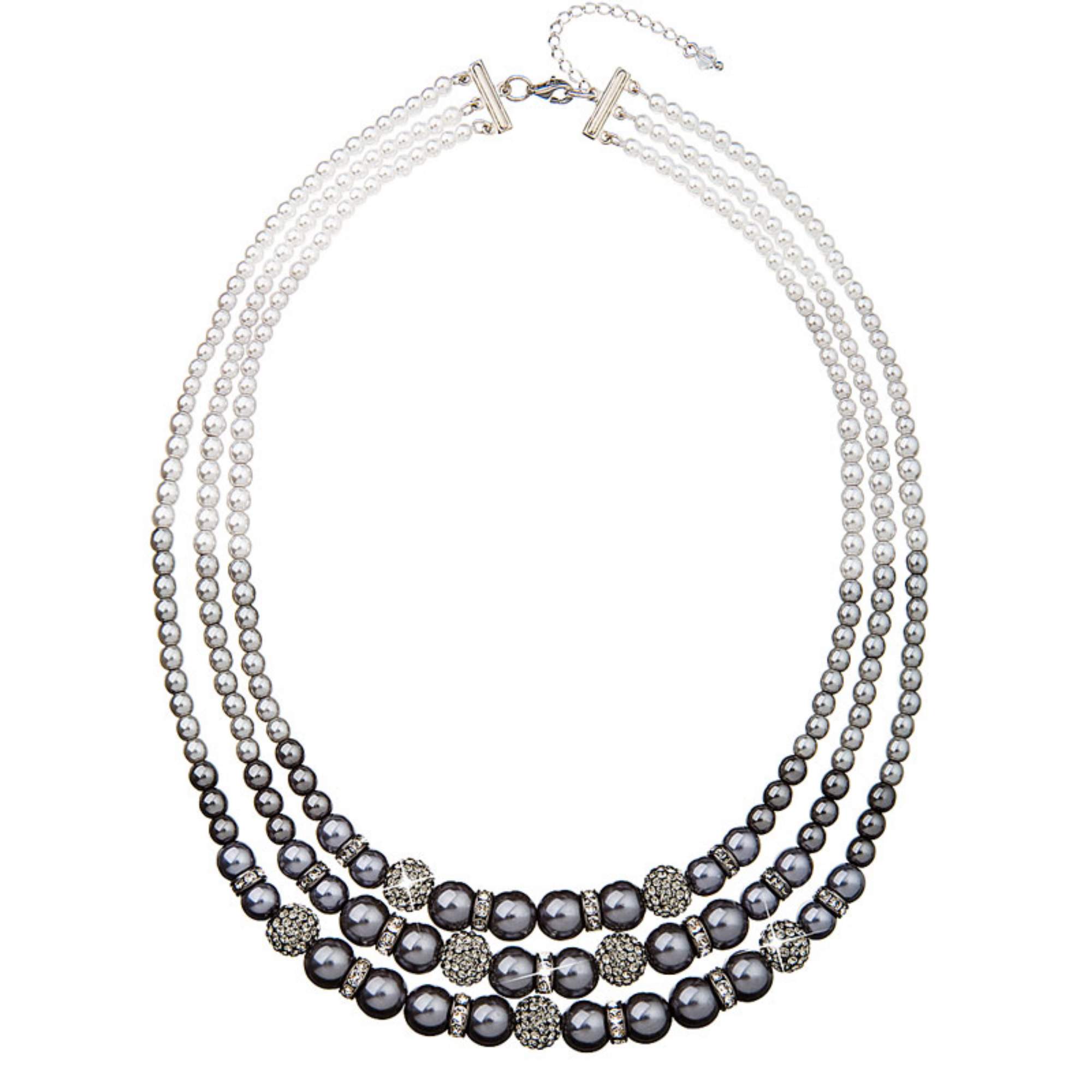 Evolution Group Perlový náhrdelník šedý s Preciosa krystaly 32010.3