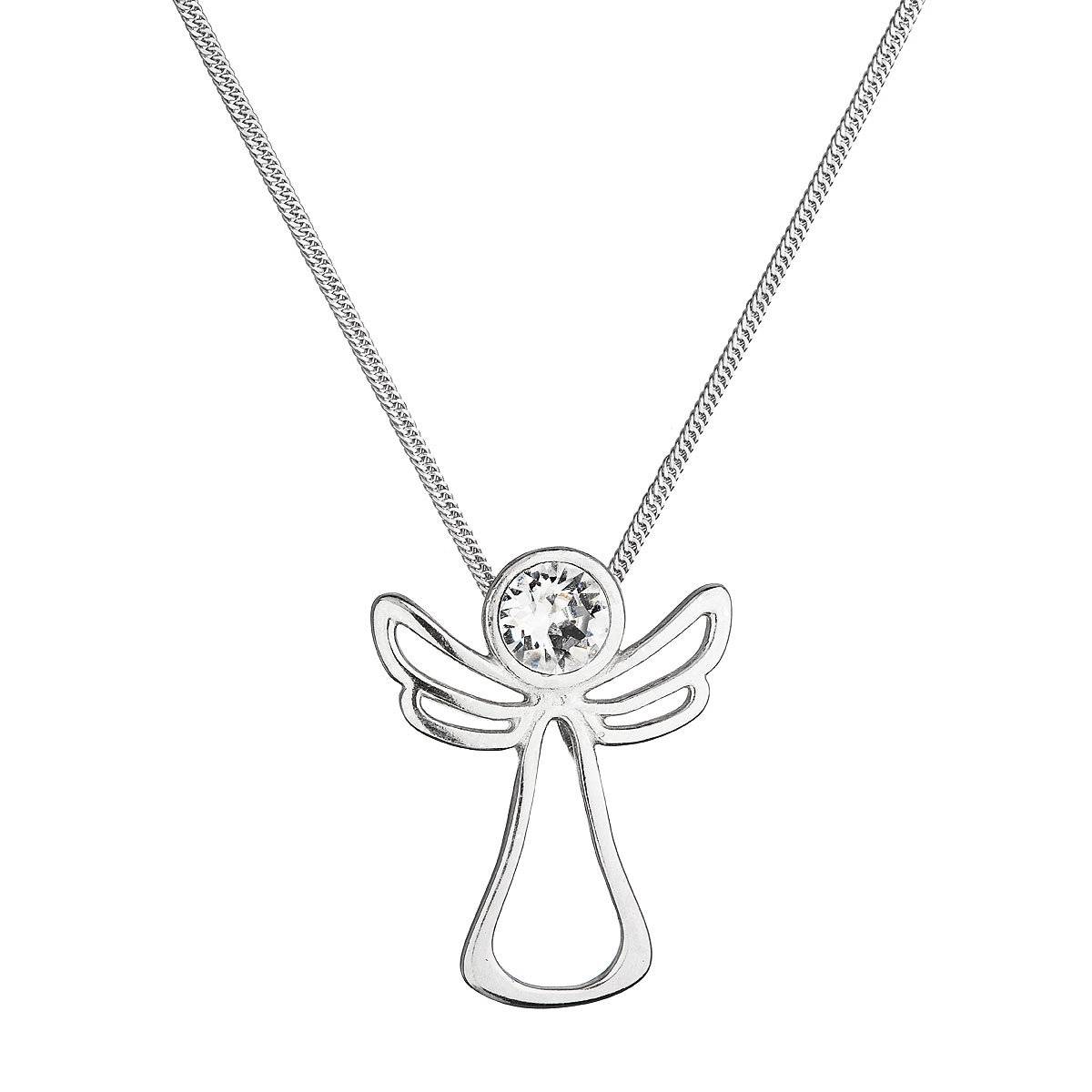 Evolution Group Stříbrný náhrdelník anděl se Swarovski krystalem 32080.1 bílý 