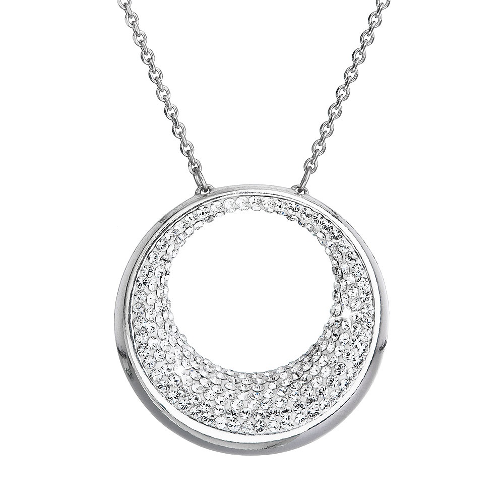Evolution Group Stříbrný náhrdelník s krystaly Preciosa bílý 32026.1 crystal