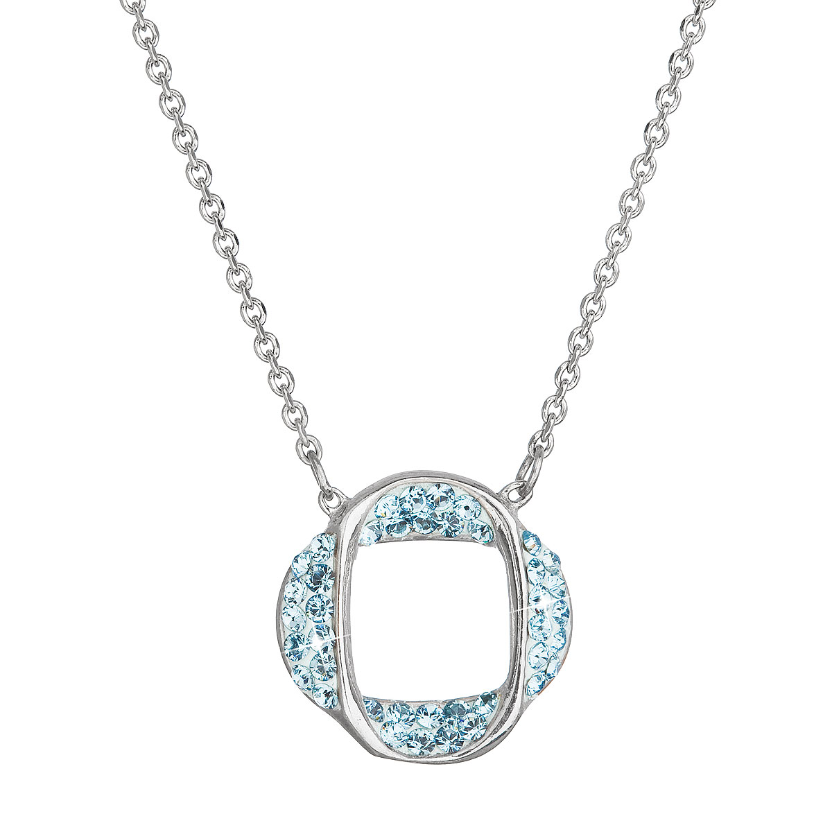 Evolution Group Stříbrný náhrdelník s krystaly Swarovski modrý 32016.3 aqua