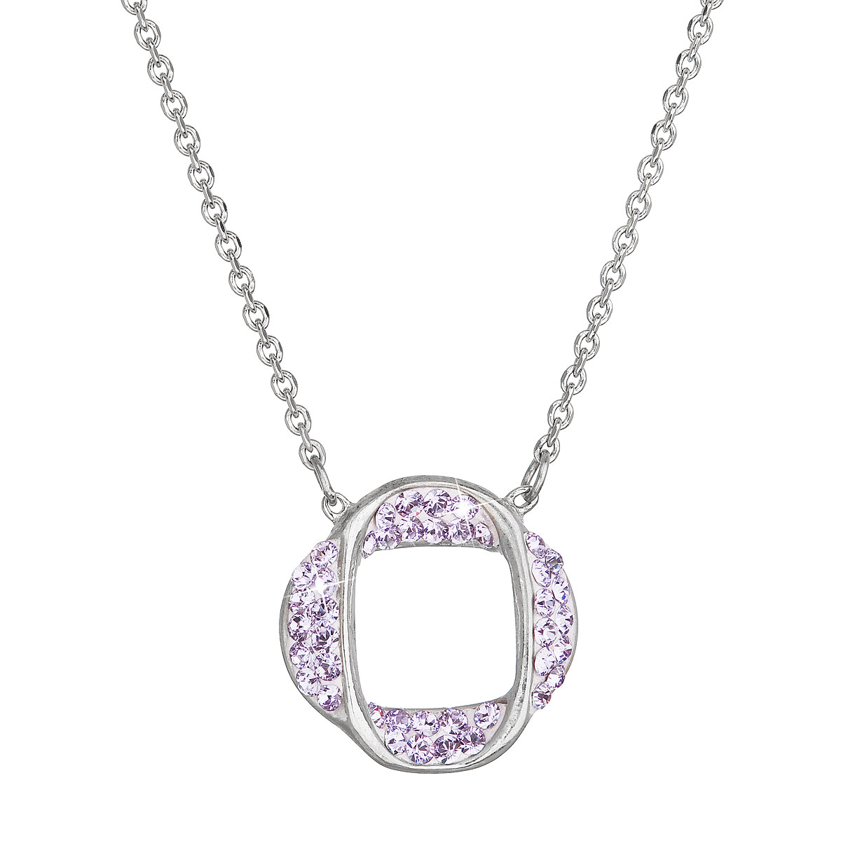 Evolution Group Stříbrný náhrdelník s krystaly Swarovski fialový 32016.3 violet