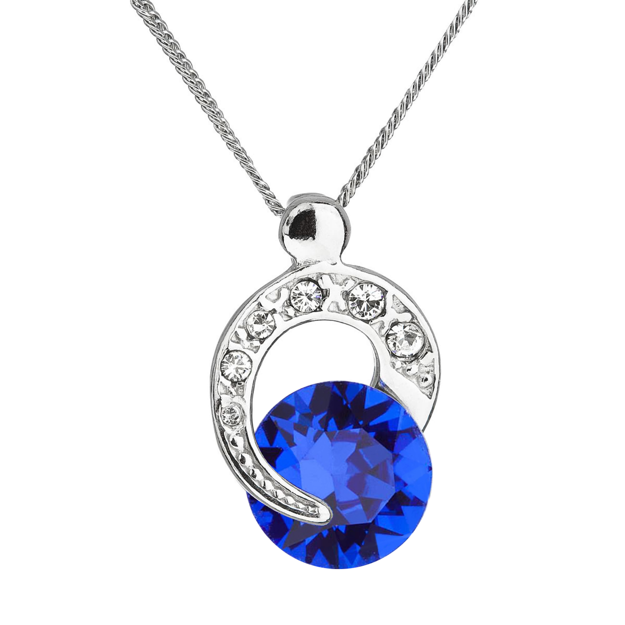 Evolution Group Stříbrný náhrdelník s krystaly Swarovski modrý kulatý 32048.3 majestic blue