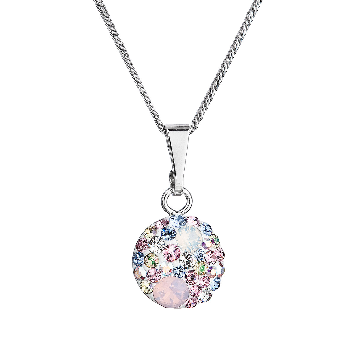 Evolution Group Stříbrný náhrdelník se Swarovski krystaly kulatý růžový 32086.3 magic rose
