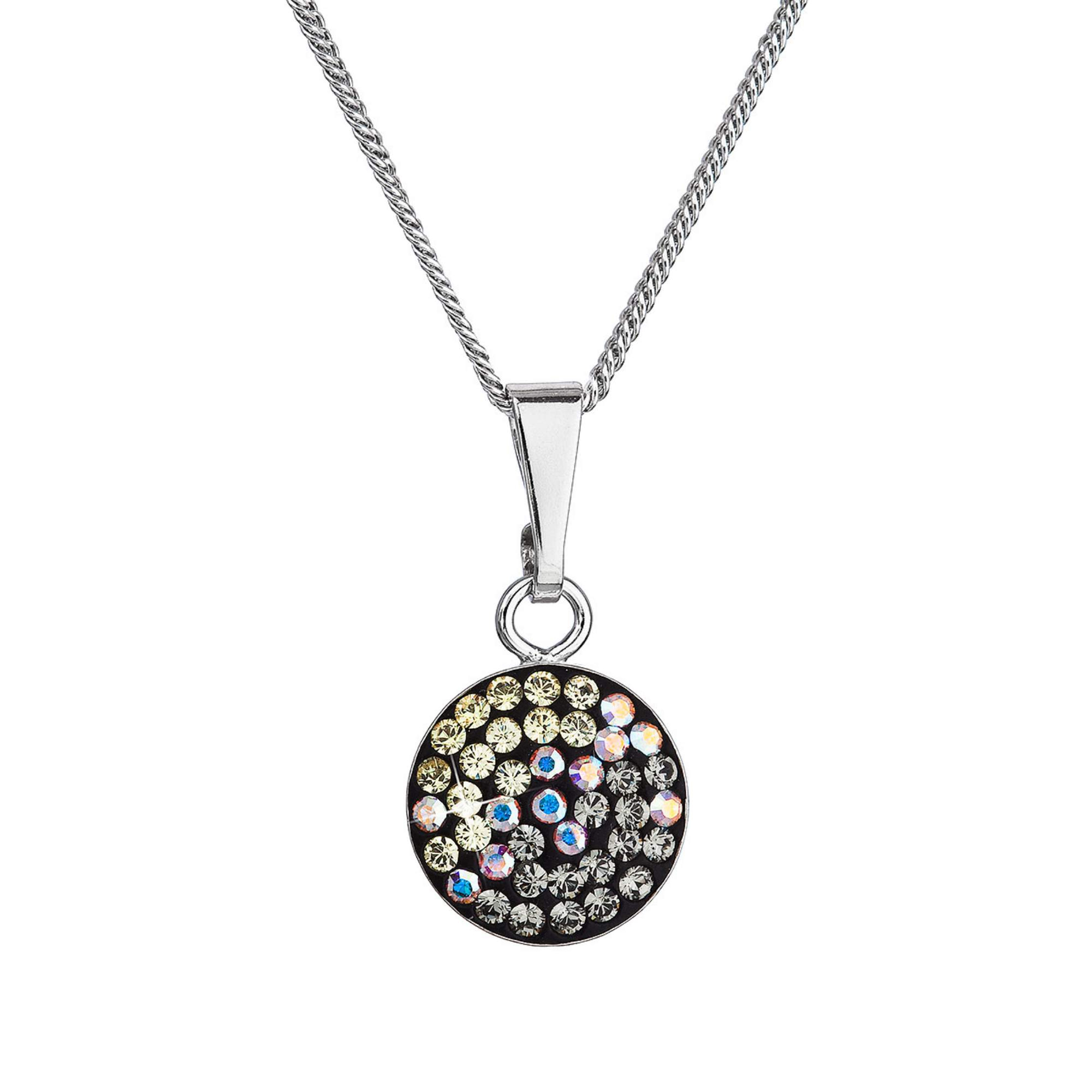 Evolution Group Stříbrný náhrdelník se Swarovski krystaly kulatý měsíční 32086.3 moonlight