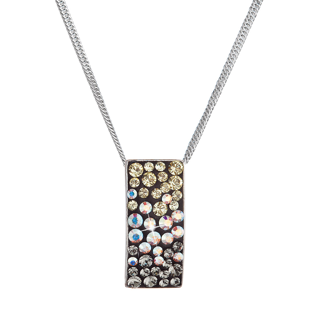 Evolution Group Stříbrný náhrdelník se Swarovski krystaly mix barev měsíční obdélník 32074.3 moonlight