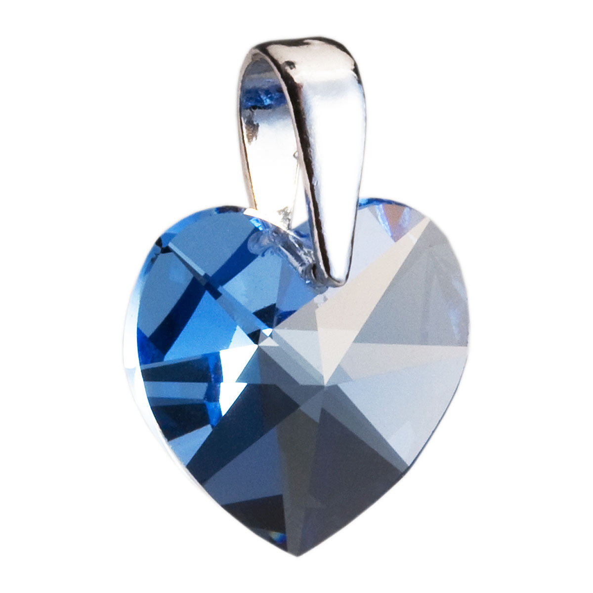 Evolution Group Stříbrný přívěsek s krystaly Swarovski modré srdce 34002.3