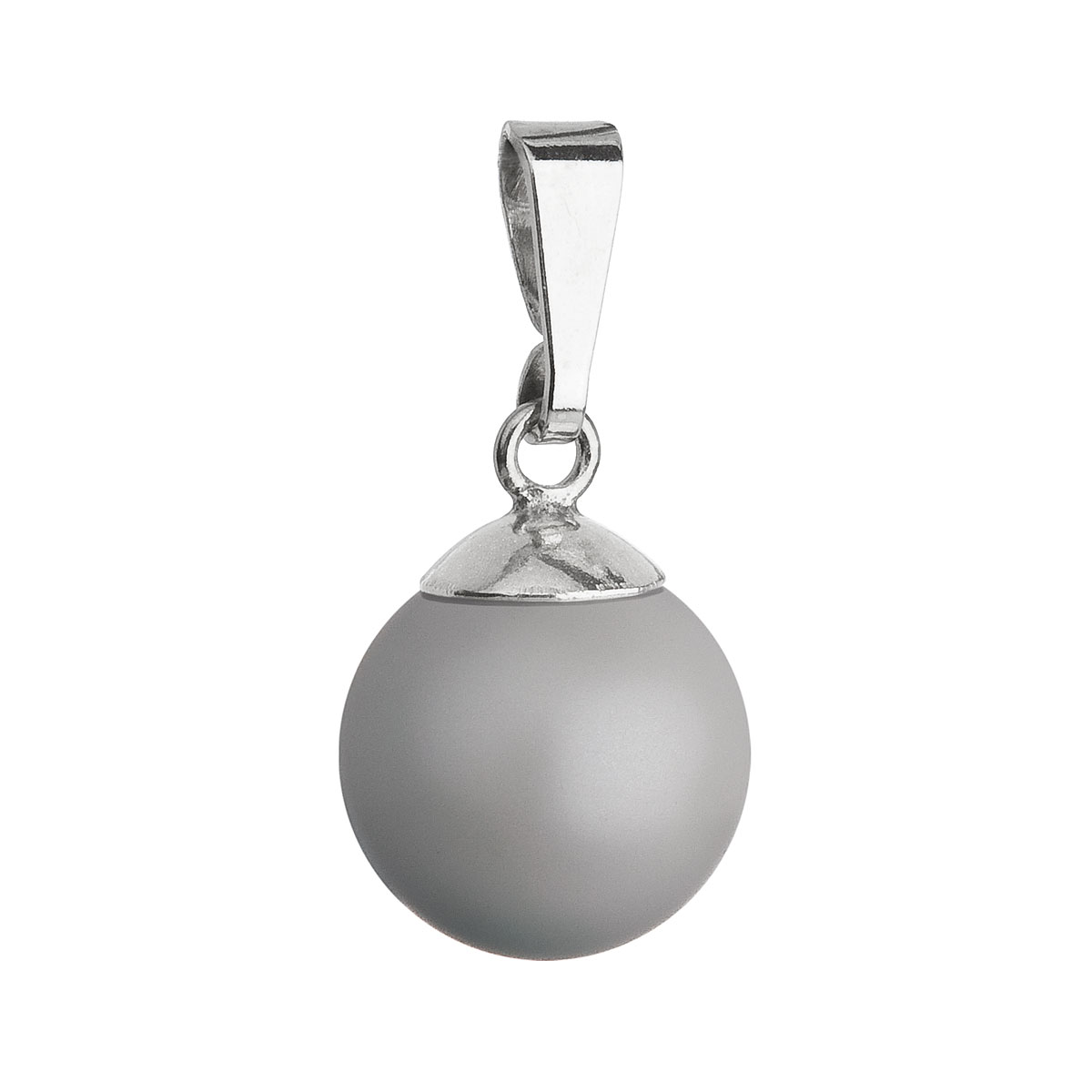 Evolution Group Stříbrný přívěsek se šedou pastelovou kulatou Swarovski perlou 34150.3