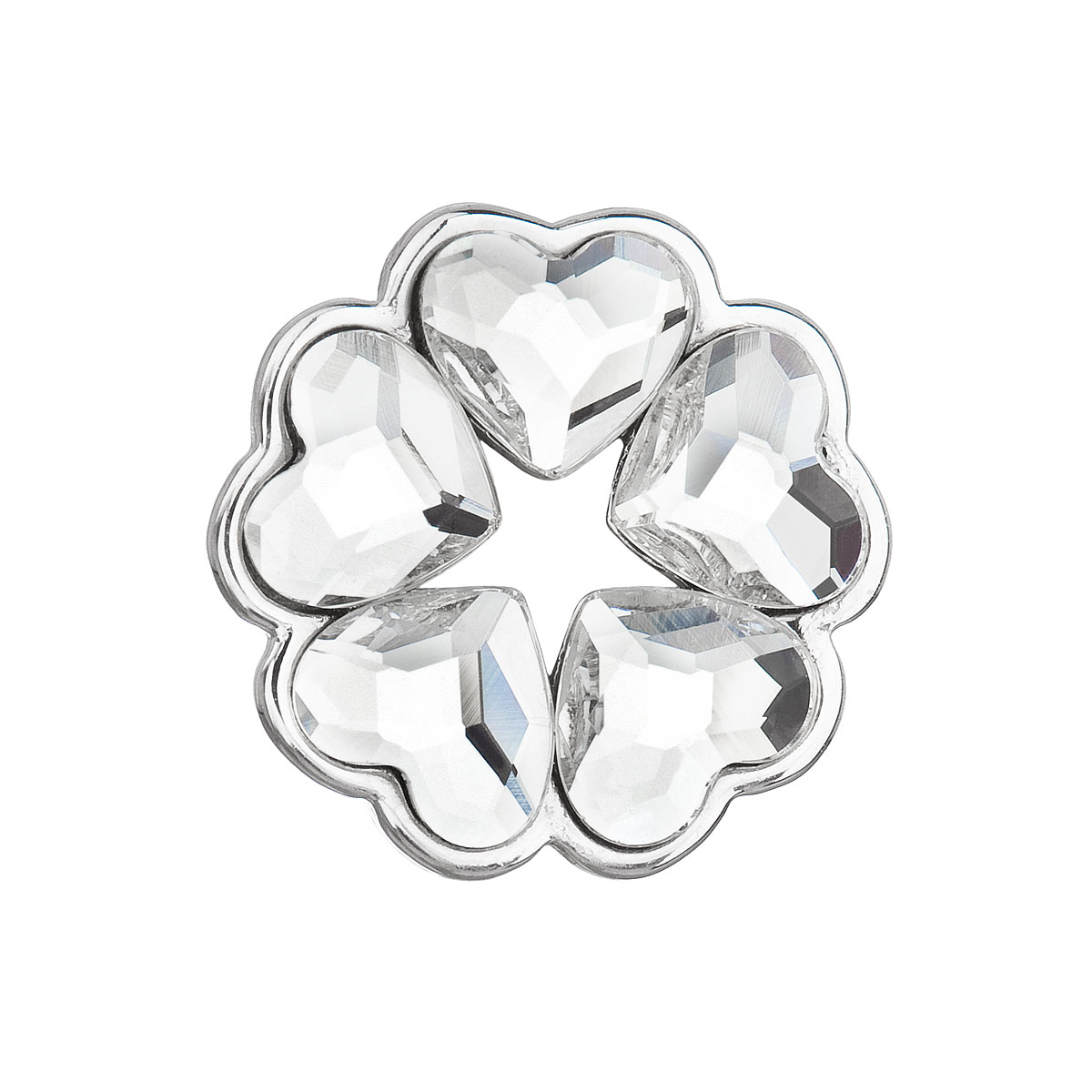 Evolution Group Stříbrný přívěsek s krystaly Swarovski bílé srdce 34234.1