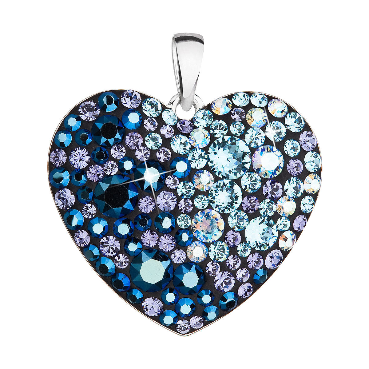 Evolution Group Stříbrný přívěsek s krystaly Swarovski modré srdce 34243.3 blue style