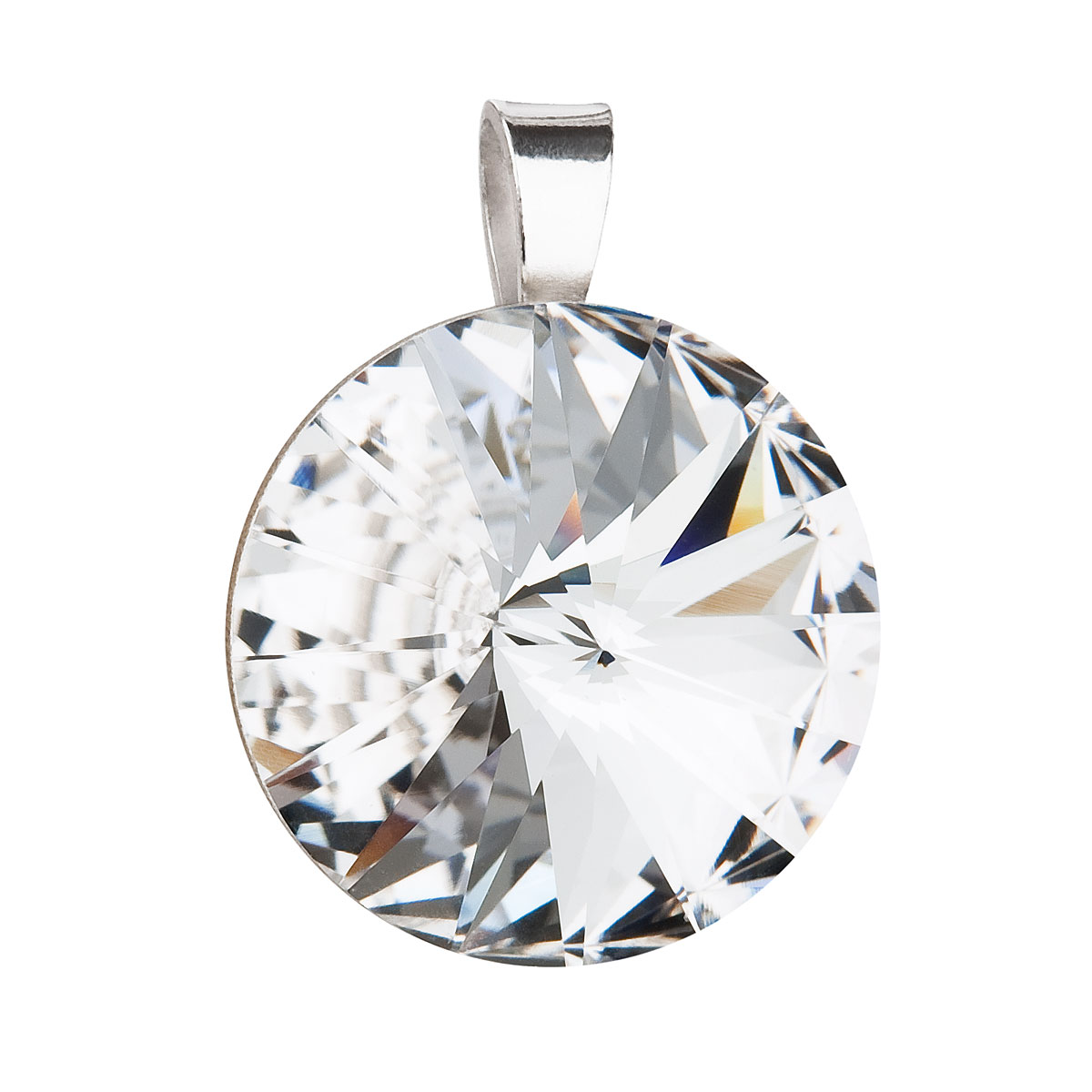 Evolution Group Stříbrný přívěsek s krystaly Preciosa bílý kulatý-rivole 34071.1 crystal